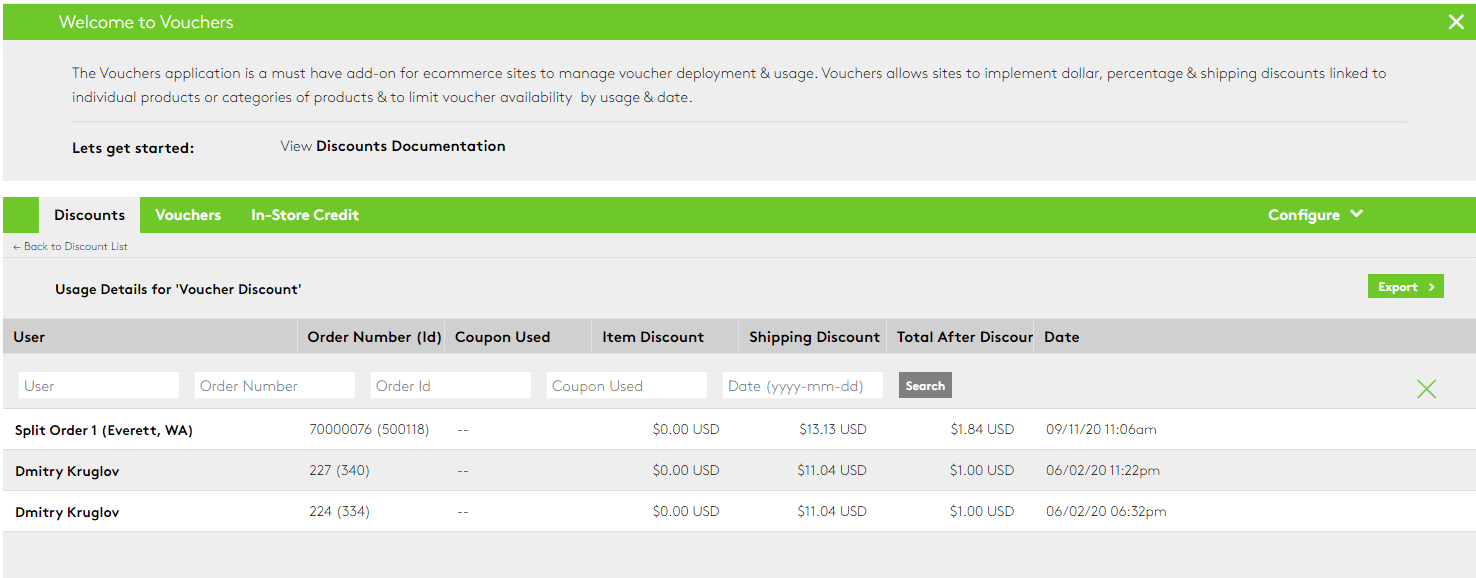 BigCommerce vs Shopify Plus vs Core dna: eCommerce discounting features for Core dna - Discount usage