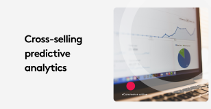 Cross-selling predictive analytics with charts on laptop screen
