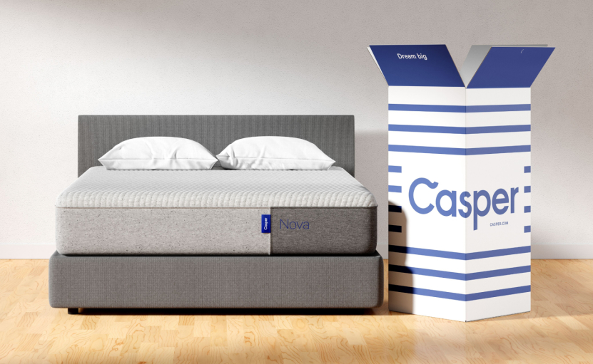 Casper mattress photography with bed and box
