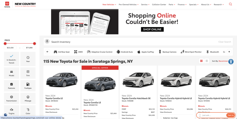 Toyota saratoga springs car sales dealership