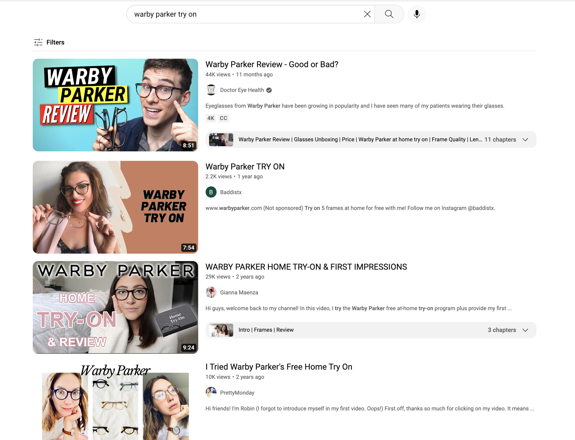 Warby parker try on youtube campaign 