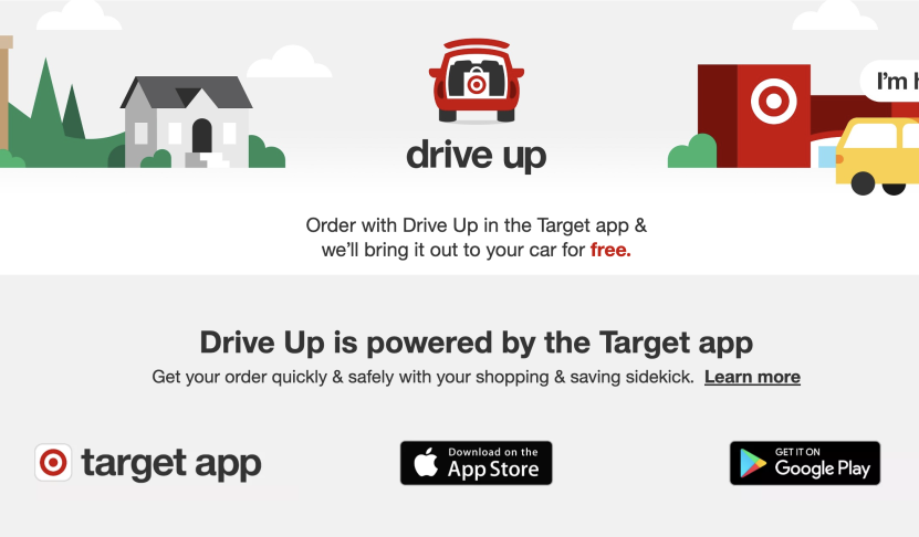 Target curbside pick up app called drive up