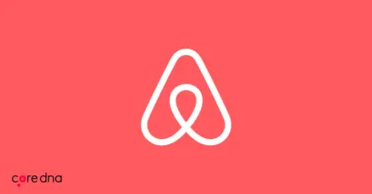 Airbnb logo on red background