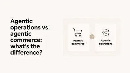 Comparison between agentic operations and agentic commerce with icons.