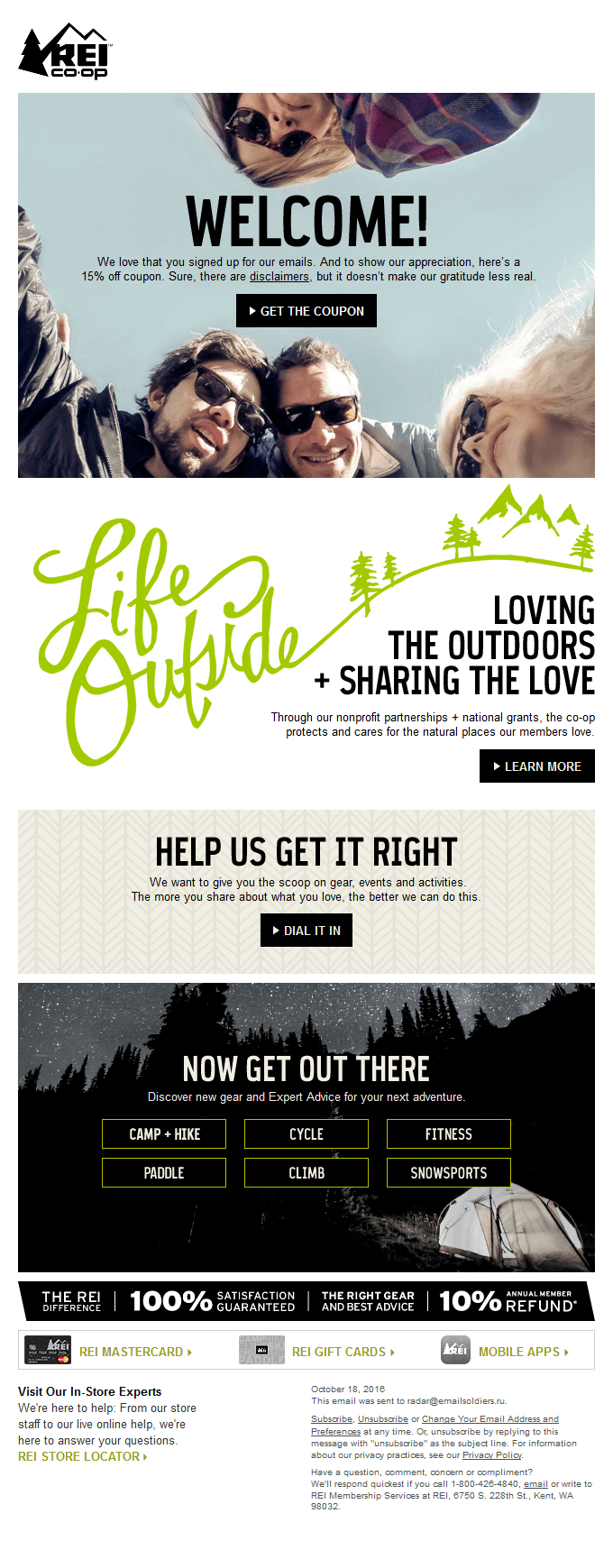 REI Co-Op predictive analytics welcome email
