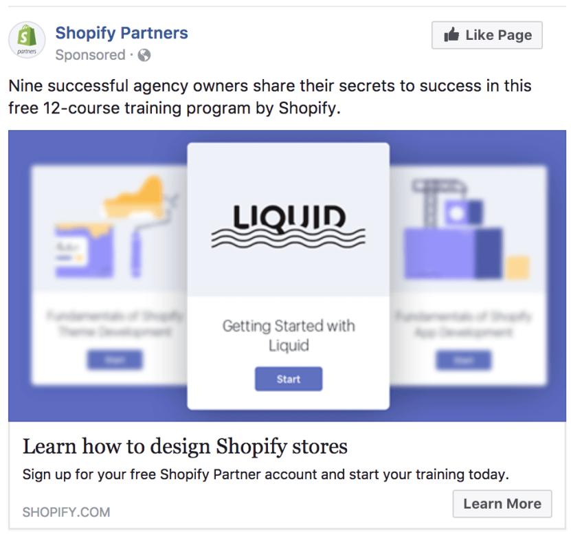 Shopify Facebook ad