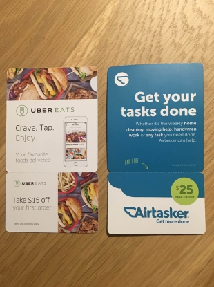 Direct mails by Uber Eats and Airtasker