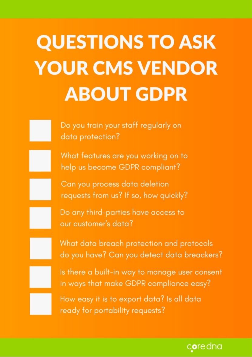 Questions to Ask Your CMS Vendor About GDPR