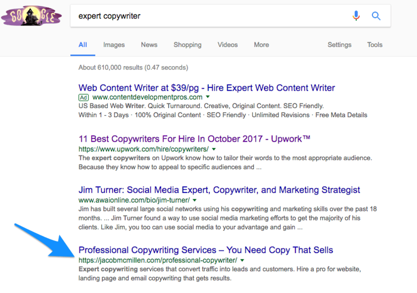 Expert Copywriter Google Search