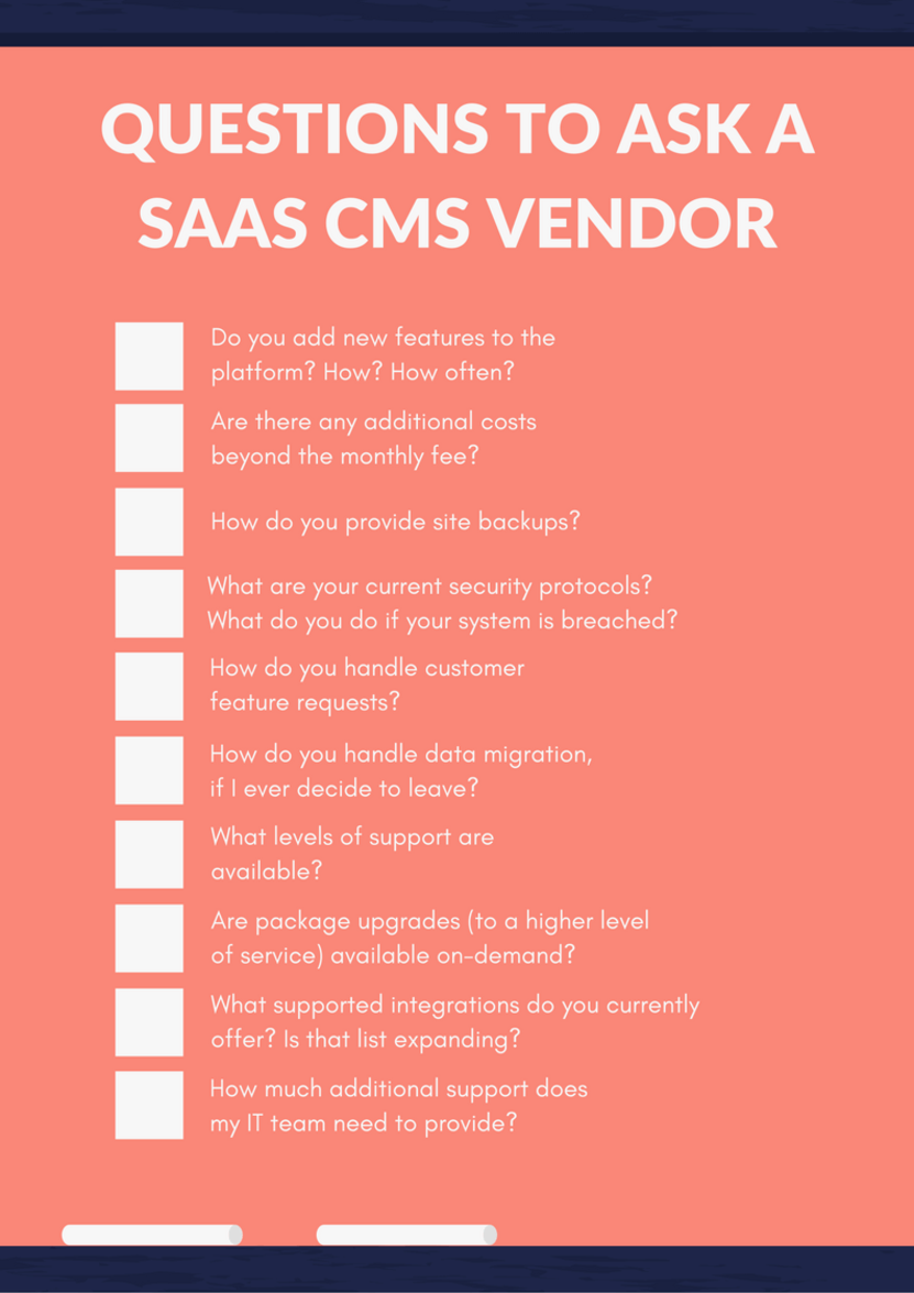 Questions to ask a SaaS CMS vendor