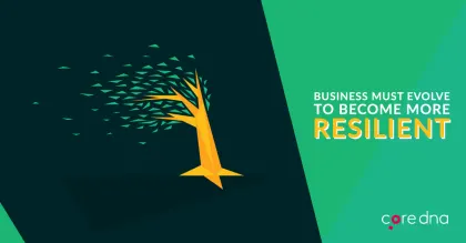 Illustration of a tree with leaves blowing away, symbolizing business resilience and evolution.