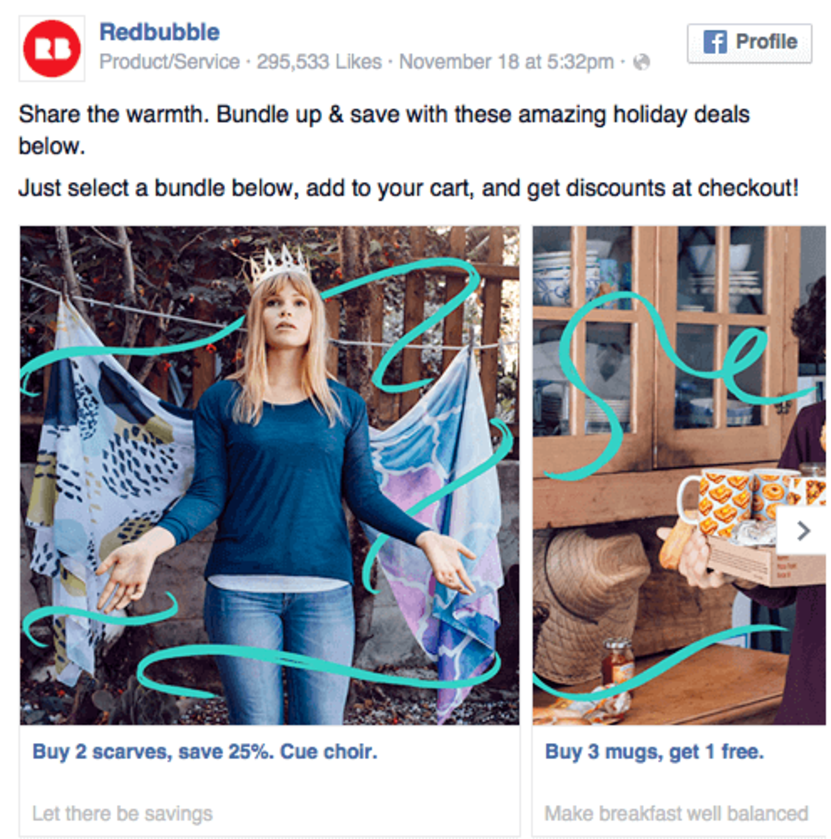 Omnichannel ecommerce marketing: Redbubble multi-buy offers