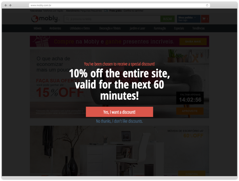 eCommerce urgency tactic - Use Popups To Remind Shoppers of Limited Time Promotions