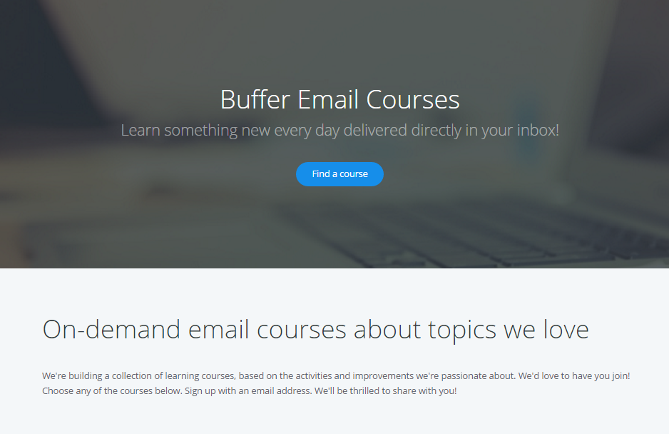 Best types of content: Buffer email marketing course
