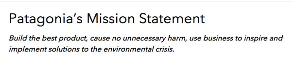 Patagonia mission statement about environmental solutions.