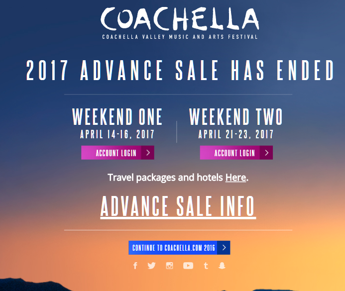 Solve event marketing problem - Coachella early birds