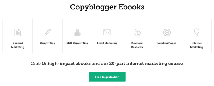 Gated content benefit: Copyblogger ebooks