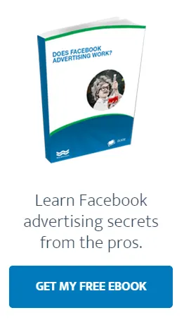Ebook cover titled 'Does Facebook Advertising Work' with download button.