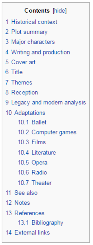 Evergreen content category - Wikipedia table of contents