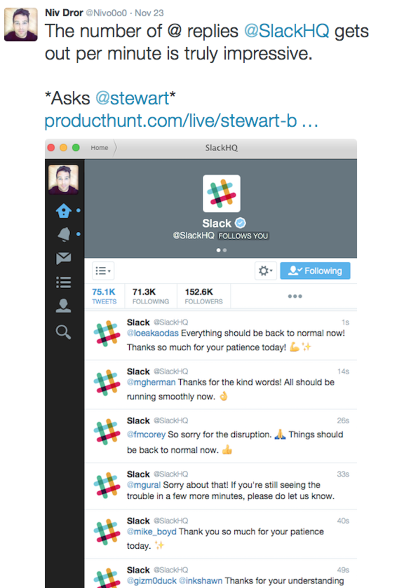 Turning negative feedback into positive - Slack social media awesomeness