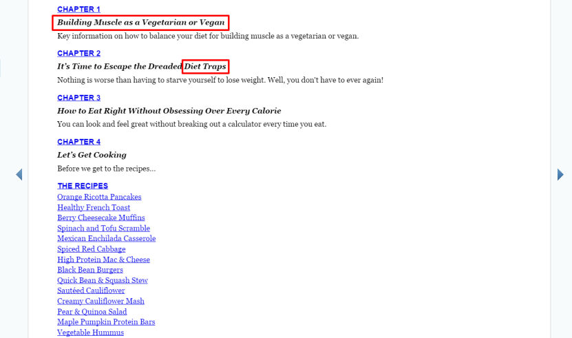 Finding content Marketing ideas 2 - Amazon table of content