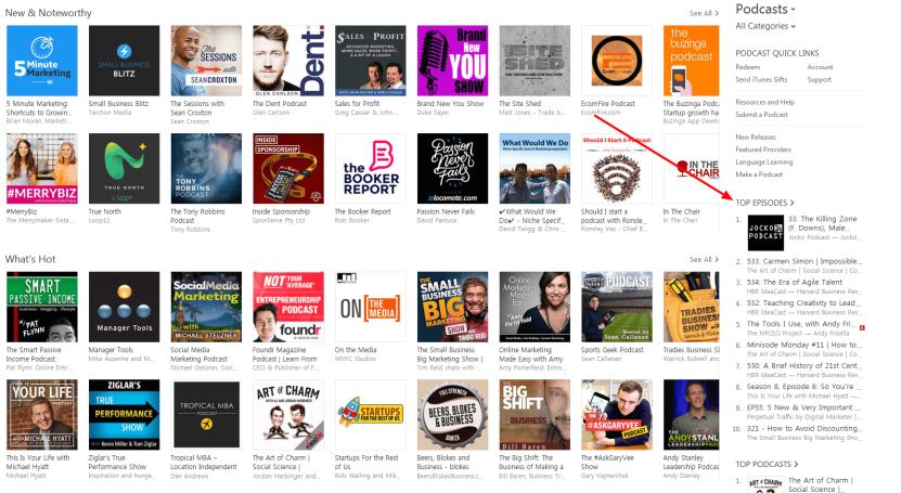 Finding content Marketing ideas 1 - Podcast relevant category