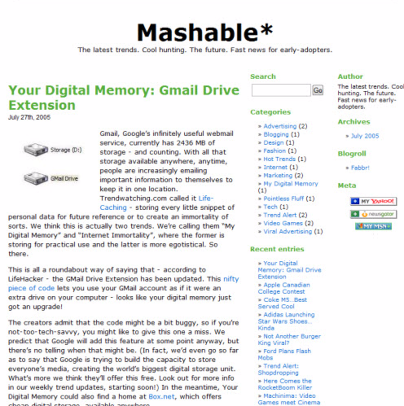 Mashable circa 2005