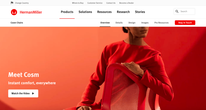Best B2B ecommere site example: Herman Miller