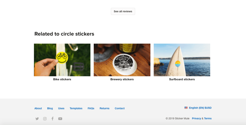 Best B2B ecommere site example: Sticker Mule