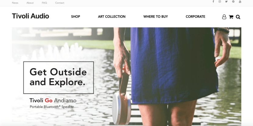 Best ecommere site example: Tivoli Audio