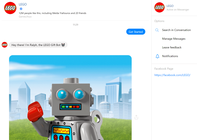 Chatbot example to follow: LEGO
