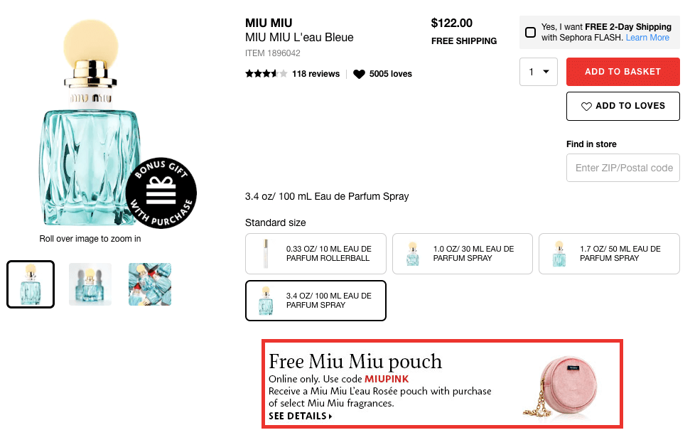 Inventory management technique: Sephora giving away a pouch