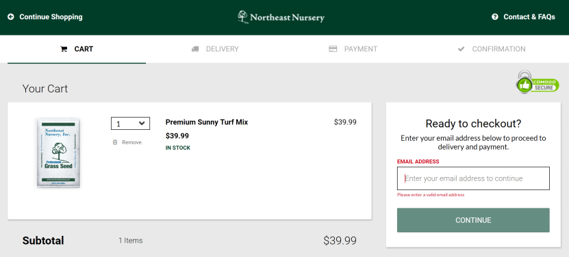 Best eCommerce website design checklist: Northeast Nursery checkout