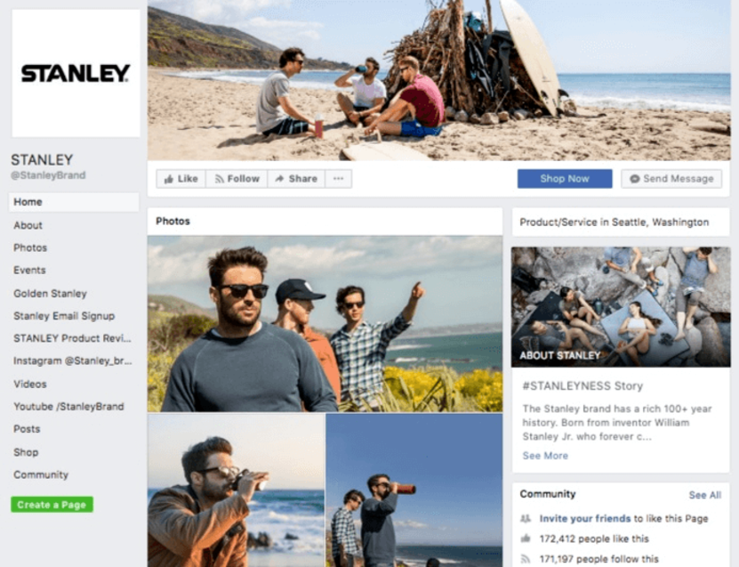eCommerce marketing case study: Stanley's Facebook page