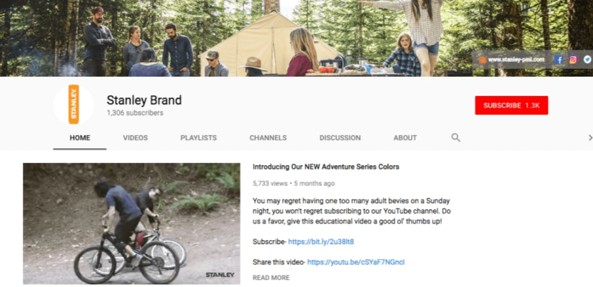 eCommerce marketing case study: Stanley's YouTube channel