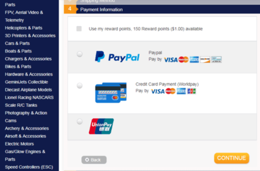 HobbyKing international payment method