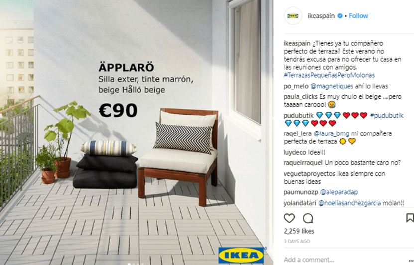 IKEA international commerce - spanish instagram