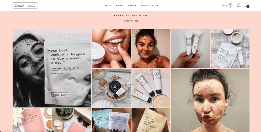 eCommerce content marketing case study: Frank Body Babes in the wild