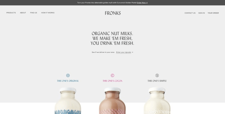 eCommerce homepage mistake 1: Fronks homepage as a good example