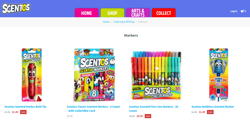 eCommerce category mistake: Scentos Markers category page as a good example