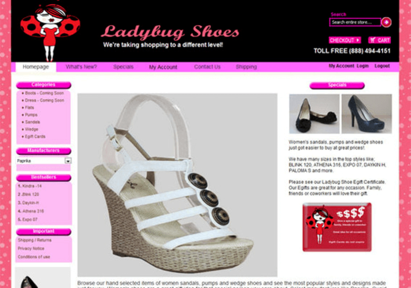 Increase conversion rate tip: Ladybug Shoes could use a bit more oomph