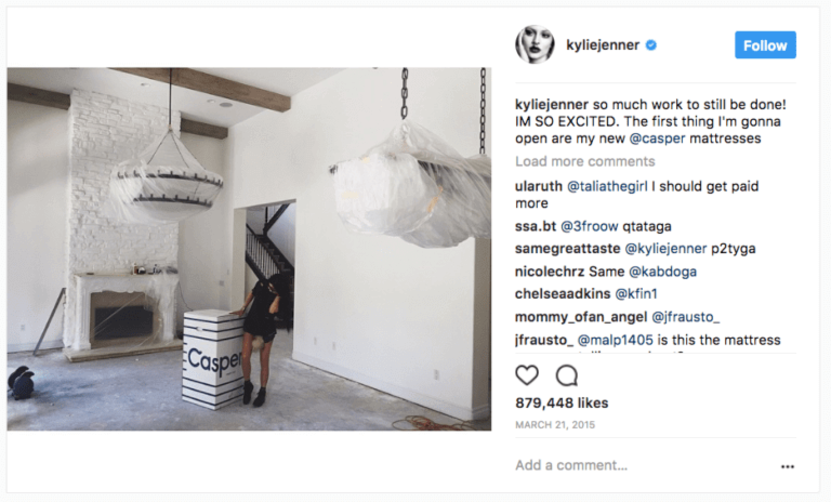 Getting started with direct-to-consumer: Casper hired Kylie Jenner to post on her Instagram