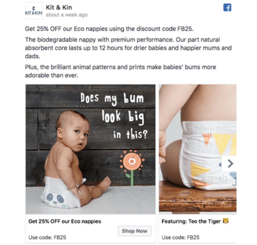 Abandoned cart strategy: Kit and Kin digital coupons