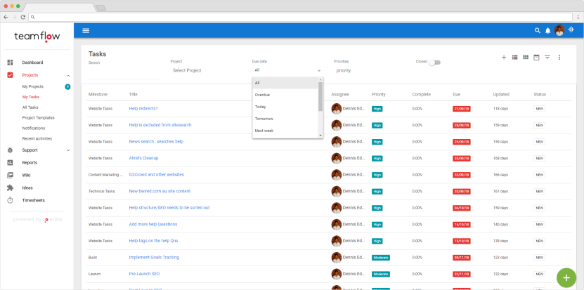 Choosing a project management tool: Apply filters