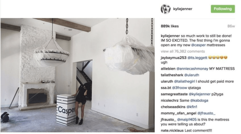 Direct to consumer for manufacturers: Casper's Kylie Jenner Instagram