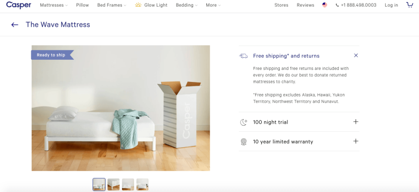 Direct to consumer for manufacturers: Casper return policy