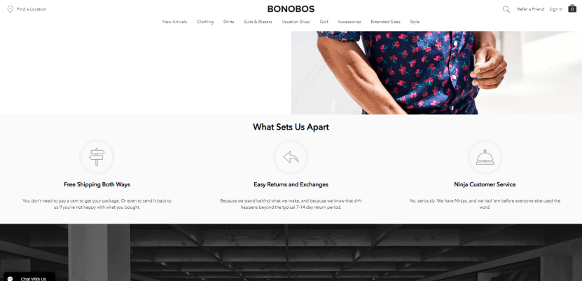 Direct to consumer brands: Bonobos customer service is top-notch