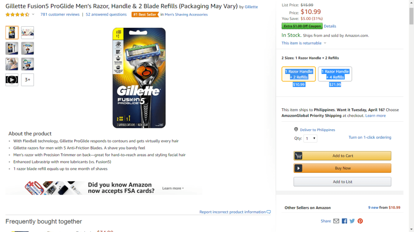 How Gillette upsells their products on Amazon