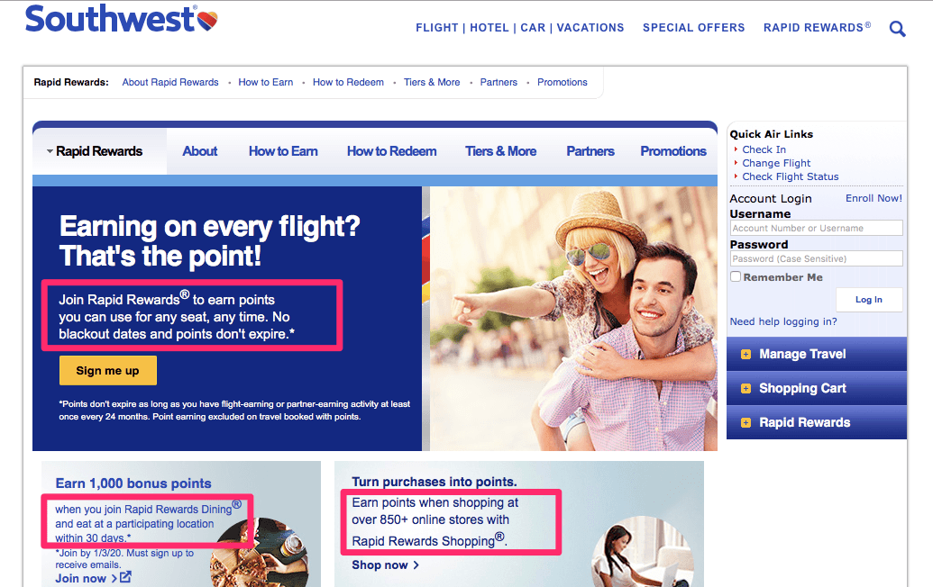 Southwest's customer loyalty program