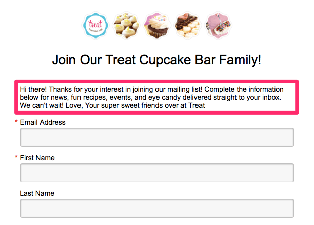Treat Cupcake Bar customer loyalty program